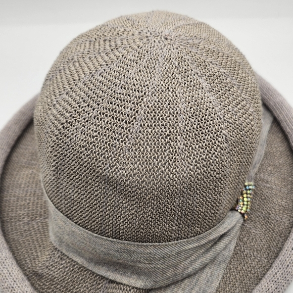 Elegant Gray Women's Bowler Hat with Rhinestone Accent - Picture 6 of 10